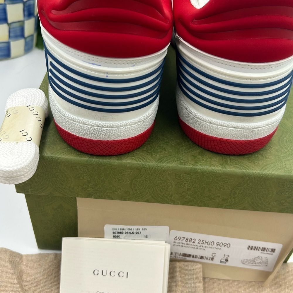 Men’s Gucci, leather low top basket sneakers size 12 made in Italy - Picture 7 of 10